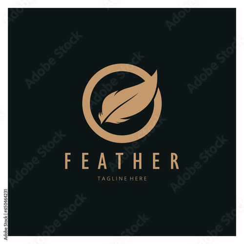 Feather logo, feather pen logo, law firm feather logo vector simple design