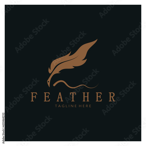 Feather logo, feather pen logo, law firm feather logo vector simple design
