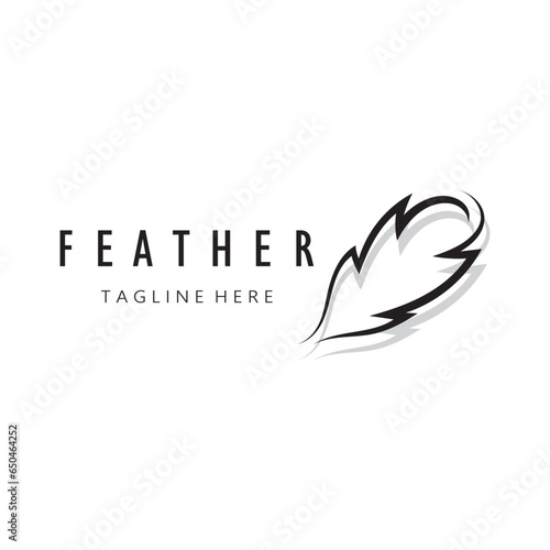 Feather logo, feather pen logo, law firm feather logo vector simple design