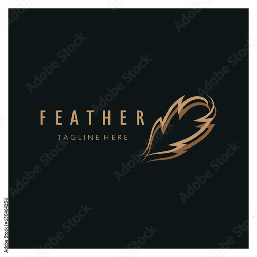 Feather logo, feather pen logo, law firm feather logo vector simple design