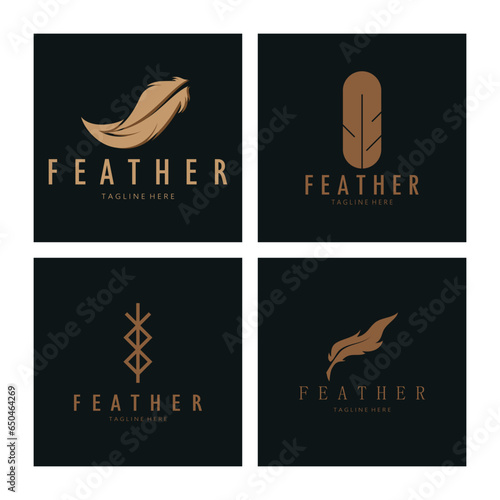 Feather logo, feather pen logo, law firm feather logo vector simple design