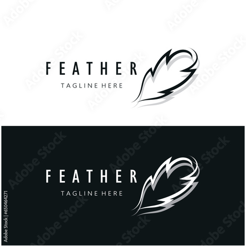 Feather logo, feather pen logo, law firm feather logo vector simple design