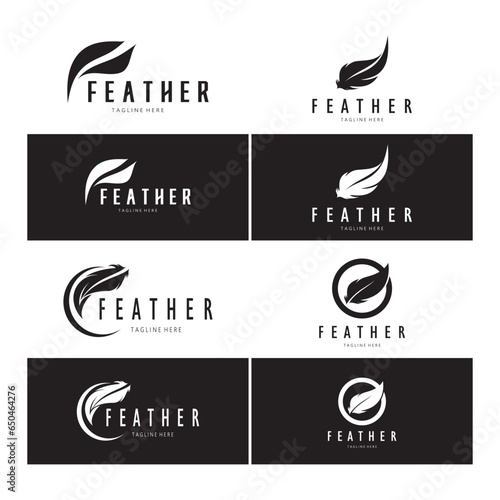 Feather logo, feather pen logo, law firm feather logo vector simple design