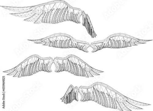 Vector sketch illustration of angel wings design for completeness of the image