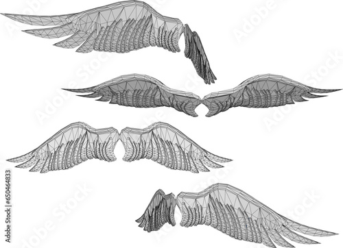 Vector sketch illustration of angel wings design for completeness of the image