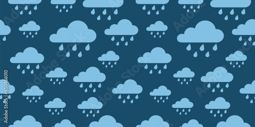 Seamless vector illustration with rain on Blue background