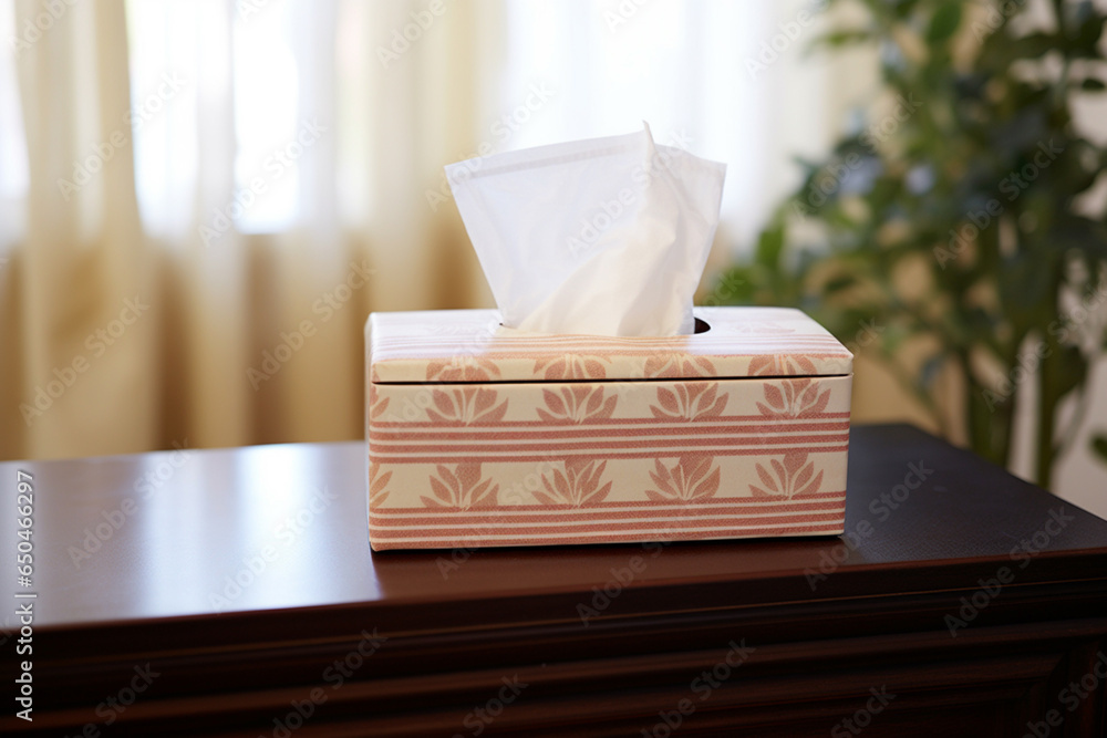 a box of tissue on a wooden table, health concept a box of tissue on a wooden table, health concept