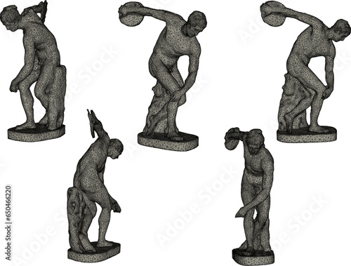 Vector sketch illustration of classic sportsman statue design