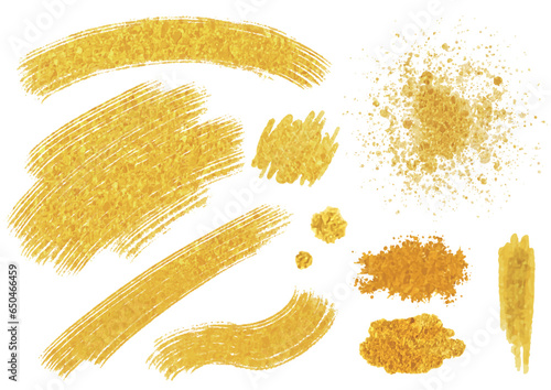 ゴールド系の筆などで描いたパーツのセット