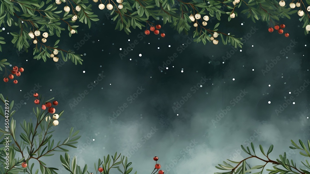 christmas background with mistletoe