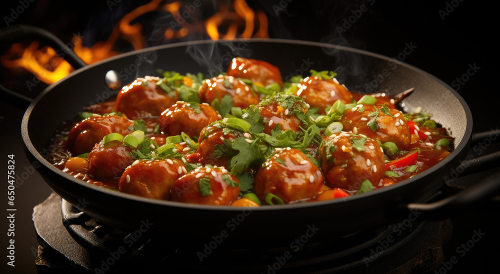 Delicious, steaming meatballs in a bowl. Delicious, steaming meatballs in a bowl.