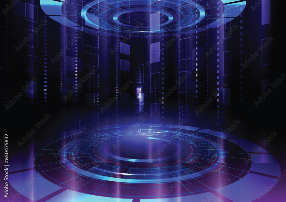 Abstract high tech futuristic technology design. Round shape. Circle Sci-fi element light.