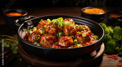 Delicious, steaming meatballs in a bowl.