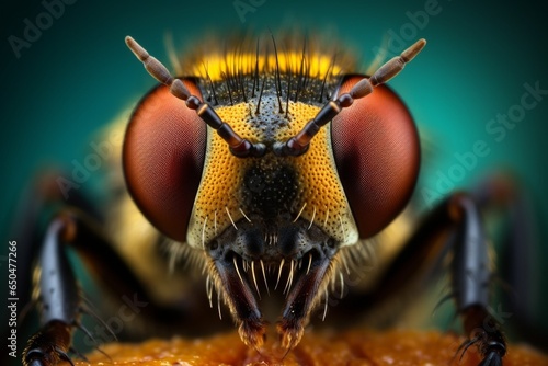 Generative AI : The extreme close up of flies.macro.insect © The Little Hut