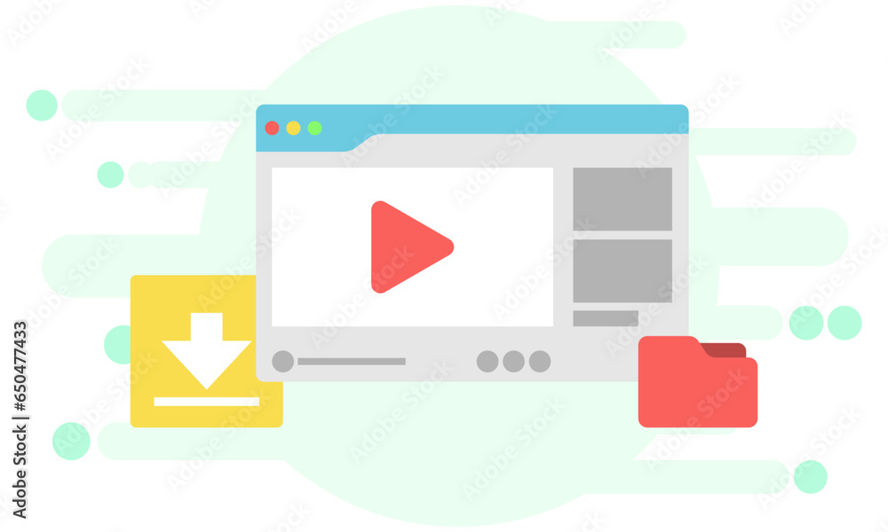 illustration of a video player on the internet, streaming videos and films illustration of a video player on the internet, streaming videos and films