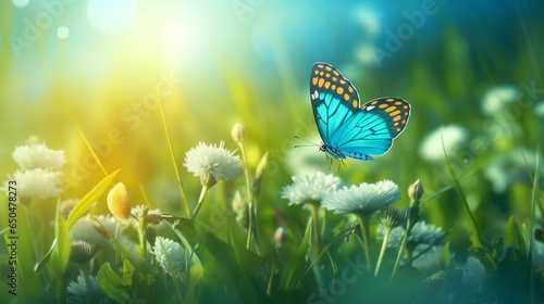 Generative AI   Nature background concept. Beautiful summer meadow background. Inspirational nature closeup.