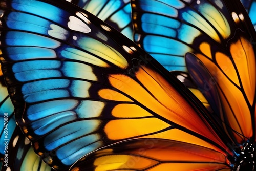 Colorful close-up of butterfly wing. Monarch insect rainbow pattern. Stained glass, Generative AI  © Ashutosh