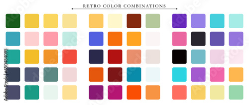 Retro color palette. Trend color palette guide template. An example of a color palette. Forecast of the future color trend. Match color combinations. Vector graphics. Eps 10.