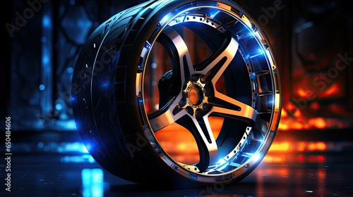 Alloy wheels, alloy wheels or alloy wheels, high performance car parts in car showrooms