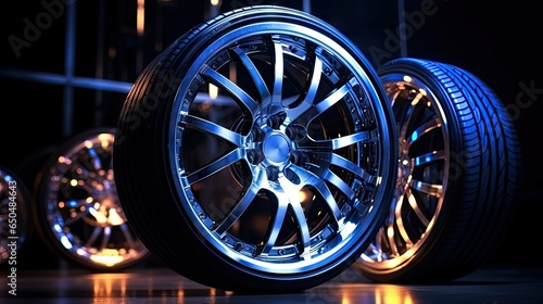Alloy wheels, alloy wheels or alloy wheels, high performance car parts in car showrooms © somchai20162516