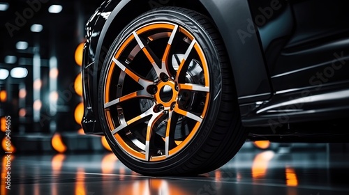 Alloy wheels, alloy wheels or alloy wheels, high performance car parts in car showrooms © somchai20162516