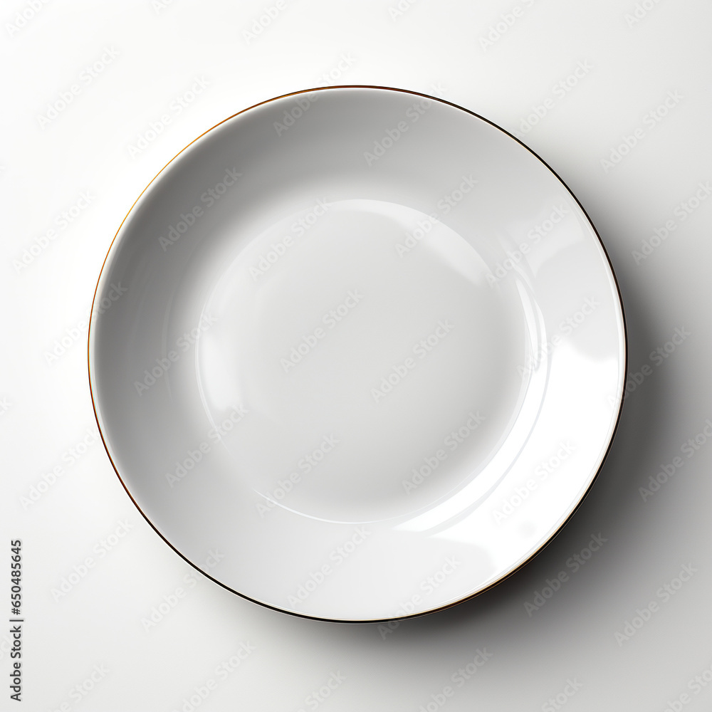 Top view, empty plate, generative AI Top view, empty plate, generative AI