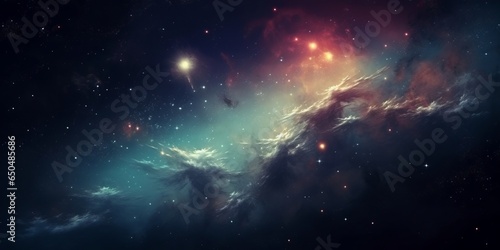 Universe  galaxy  space background. Nebula  planets  starts  suns  and planets colorful wallpaper. Science  astronomy telescope view  Generative AI 