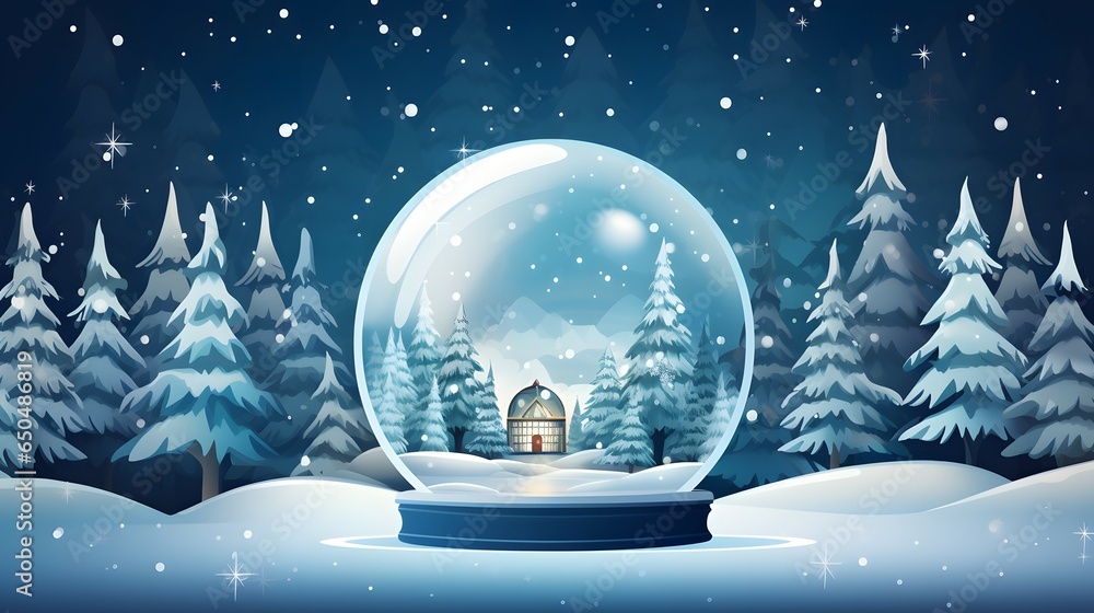 Naklejka premium christmas background with snow globe