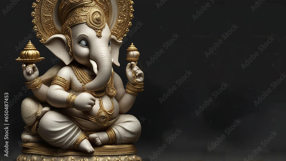 Fototapeta premium Illustration of Ganesha Aum Hindu wedding card Diwali India.