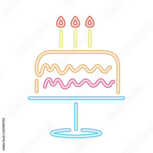 party birthday cake neon illustration