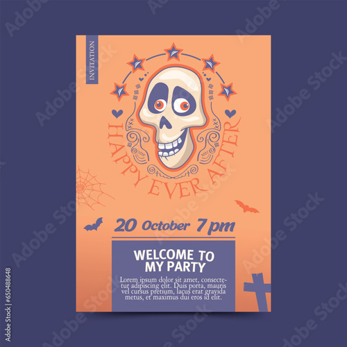 HAPPY EVER AFTER WELCOME TO MY PARTY HALLOWEEN INVITATION CARD