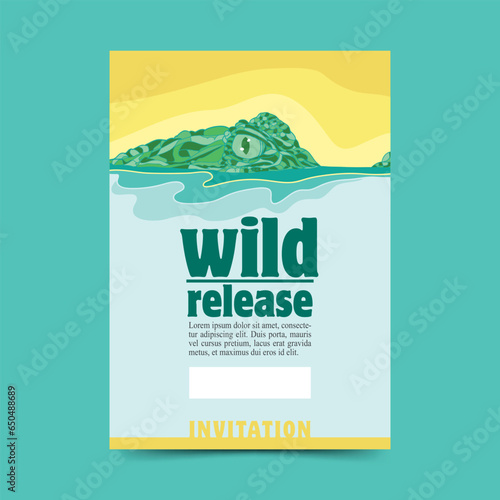 POSTER TEMPLATE DESIGN CROCODILE ILLUSTRATION