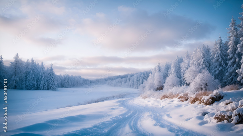 Winter landscape with snow