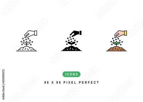 Plant Fertilizer Icon. Organic Soil Fertilizing Symbol Stock Illustration. Vector Line Icons For UI Web Design And Presentation