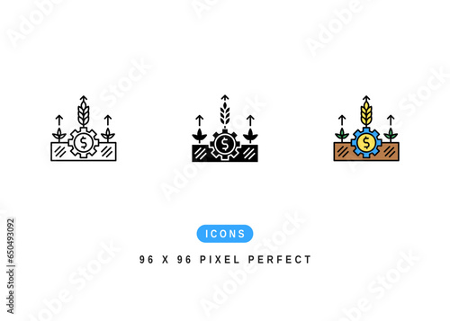 Crop Yield Icon. Harvest Increase Report Symbol Stock Illustration. Vector Line Icons For UI Web Design And Presentation