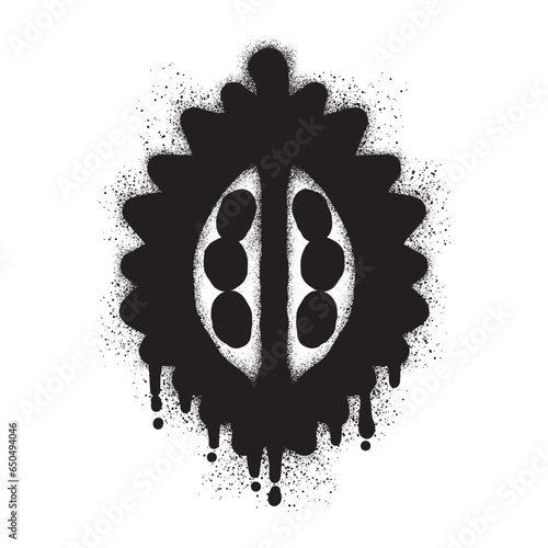 Durian graffiti with black spray paint