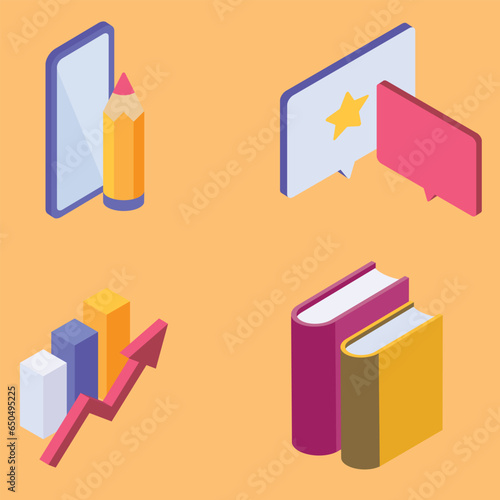 isometric 3d icons businessisometric vector illustration 3Dvector pro illustration photo