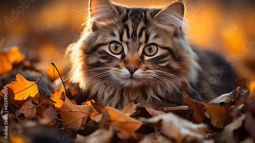 Obraz na plátně A curious cat picture, a beautiful pet animal background image