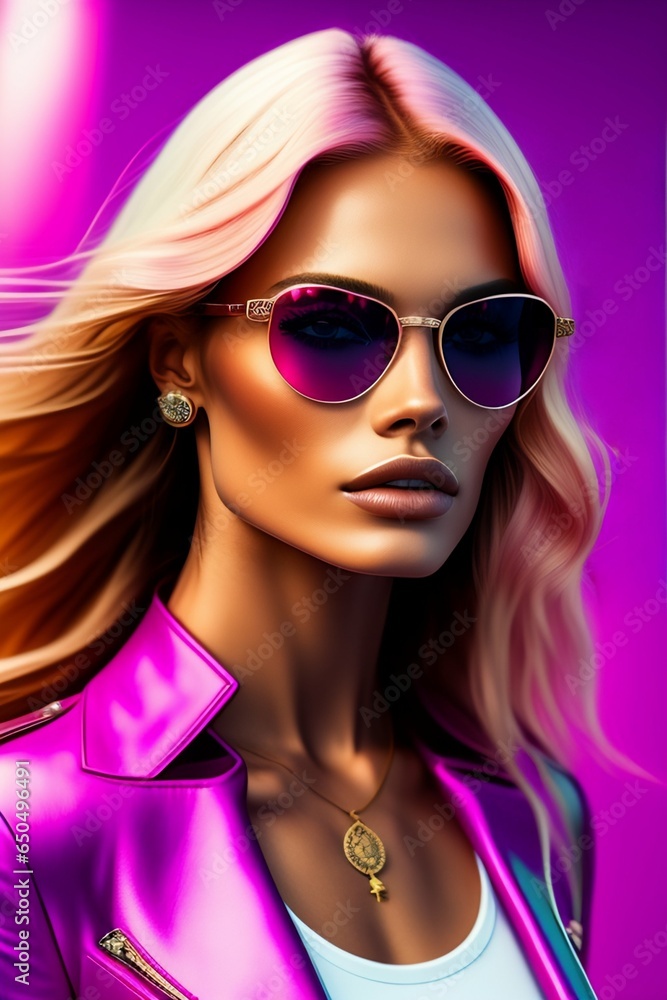 woman with sunglasses blinded hair