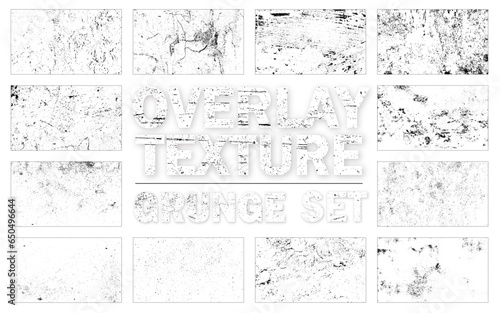 Set of black grunge overlay texture isolated on transparent background