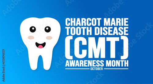 October is Charcot-Marie-Tooth Disease CMT Awareness Month background template. Holiday concept. background, banner, placard, card, and poster design template with text inscription and standard color.