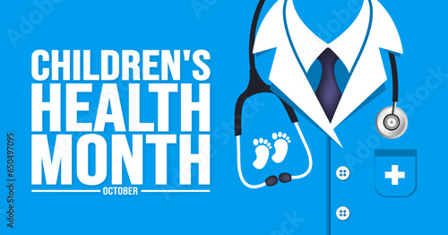 October is Children's Health Month background template. Holiday concept. background, banner, placard, card, and poster design template with text inscription and standard color. vector illustration.