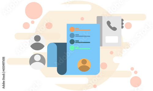 telephone contact list, telephone book illustration and multiple contact lists