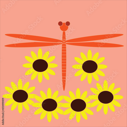 sunflower and dragonfly orang