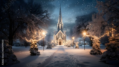 church in christmas winter