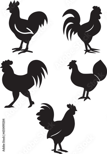 Chicken Rooster vector silhouette illustration