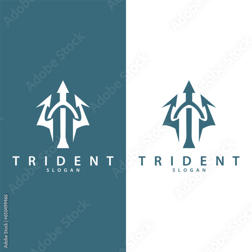 Neptune Poseidon Trident Logo, Spear Simple Vintage Template Design