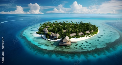 Wallpaper Mural view of island Islands with bungalows for exotic holiday in maldives tropical island Torontodigital.ca