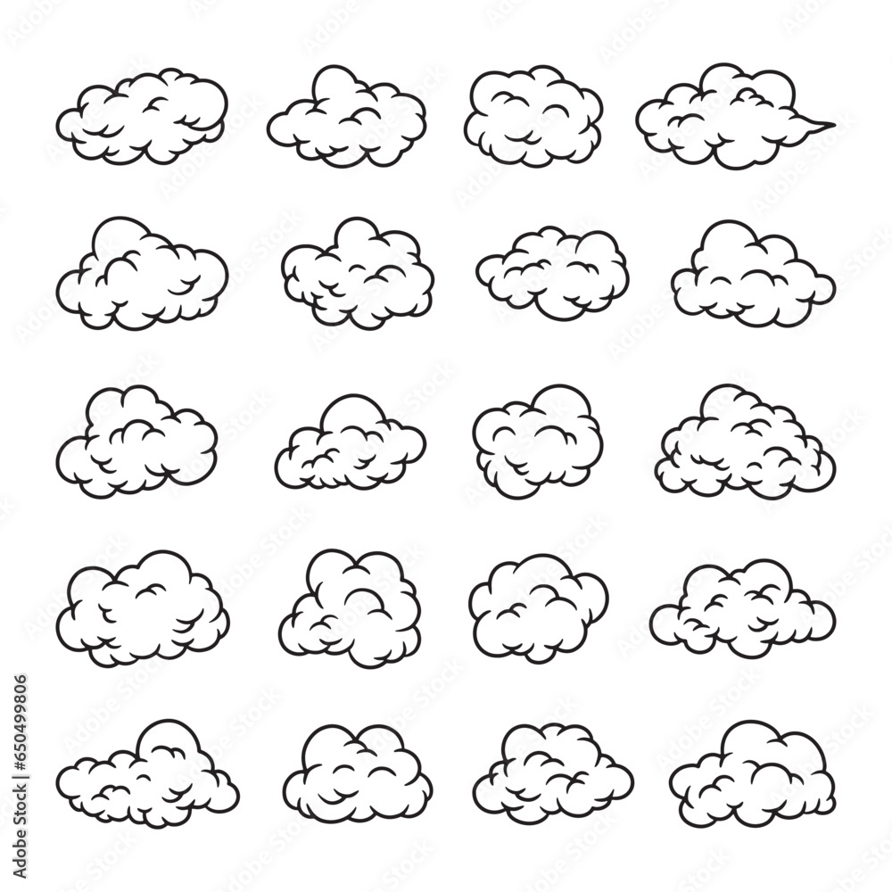 Set of cloud hand drawn vector Set of cloud hand drawn vector