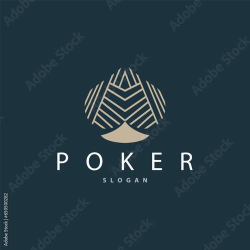 Poker Card Logo Classic Vector Gambling Game Design Simple Symbol Template